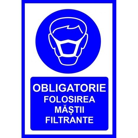 Placuta Obligatorie folosirea mastii filtrante